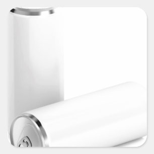 Zwei weiße Getränkedosen Quadratischer Aufkleber