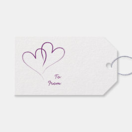 Zwei weiße Herzen verflochten - Bischof lila Geschenkanhänger