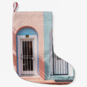 ZWEI WEISSE HOLZTÜREN MIT GRILLEN KLEINER WEIHNACHTSSTRUMPF (Vorderseite)