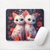 Zwei weiße Kätzchen und Blume Mousepad (Mit Mouse)