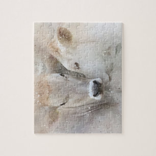 Zwei weiße Kühe auf Aquarelleffekt Puzzle
