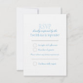 Zwei weiße Liebesvögel Blau formale Hochzeit RSVP (Rückseite)