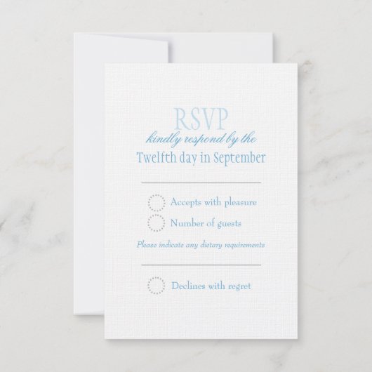 Zwei weiße Liebesvögel Blau formale Hochzeit RSVP (Rückseite)