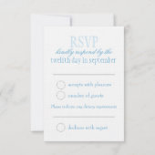 Zwei weiße Liebesvögel Blau formale Hochzeit RSVP Karte (Rückseite)