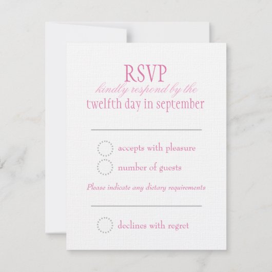Zwei weiße Liebesvögel rosa formale Hochzeit RSVP (Rückseite)