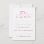 Zwei weiße Liebesvögel rosa formale Hochzeit RSVP (Rückseite)