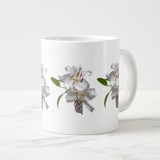Zwei weiße Lilien Jumbo-Tasse (Vorderseite Rechts)