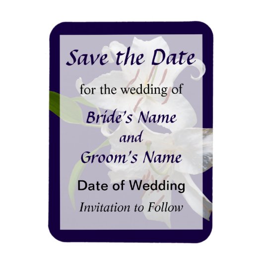 Zwei weiße Lilien Save the Date Magnet (Vertikal)
