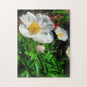 Zwei weiße Mohnblumen Puzzle
