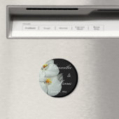 Zwei weiße Orchideen auf Black Personal Wedding Magnet (In Situ (Geschirrspüler))