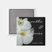Zwei weiße Orchids persönliche Hochzeit Magnet (Vorderseite/Rückseite)