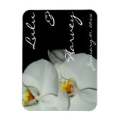 Zwei weiße Orchids persönliche Hochzeit Magnet (Vertikal)