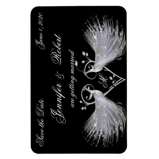 Zwei weiße Pflaster und das Herz-Monogram-Magnet Magnet (Vertikal)