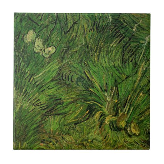 Zwei weiße Schmetterlinge von Vincent van Gogh Fliese (Vorderseite)