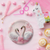 zwei weiße Schwäne Pappteller (Party)