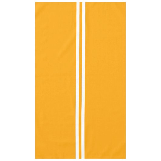 Zwei weiße Streifen auf hellen, goldgelben Streife Tischdecke (Vorderseite)