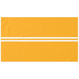 Zwei weiße Streifen auf hellen, goldgelben Streife Tischdecke