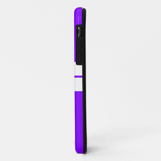 Zwei weiße Streifen mit Lila Hintergrund Case-Mate iPhone Hülle (Hinten/Links)