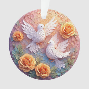 Zwei weiße Tauben inmitten eines Blumenmusters Ornament