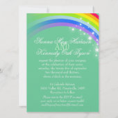 Zwei weiße Tauben Regenbogen Hochzeitsfarbe Grün l Einladung (Rückseite)