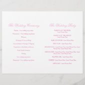 Zwei weiße Tauben Rosa Band Hochzeitsprogramm (Rückseite)