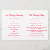 Zwei weiße Tauben Rosa Band Hochzeitsprogramm (Rückseite)