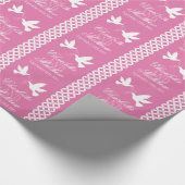 Zwei weiße Tauben rosa Hochzeitsgeschenkpapier Geschenkpapier (Ecke)