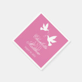 Zwei weiße Tauben, rosa Servietten (Ecke)