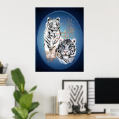 Zwei weiße Tiger Oval Poster (Heimbüro)