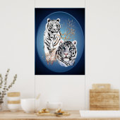 Zwei weiße Tiger Oval Poster (Küche)