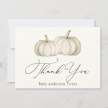 Zwei weiße und goldene Pumpkins Dankeschön Note Ca