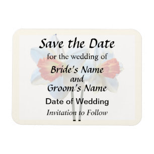 Zwei weiße und orange Narzissen Save the Date Magnet