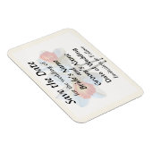 Zwei weiße und orangefarbene Stoffe Save the Date Magnet (Rechte Seite)