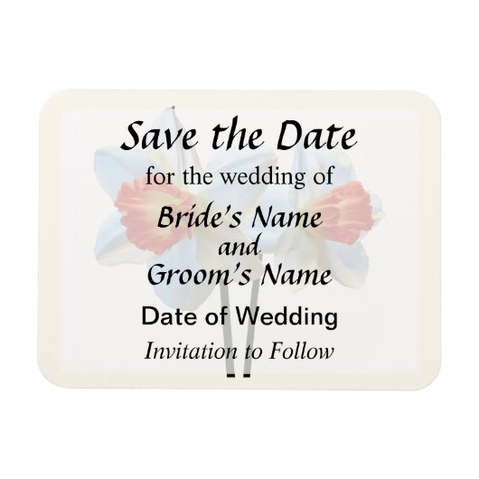 Zwei weiße und orangefarbene Stoffe Save the Date Magnet (Horizontal)