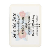 Zwei weiße und orangefarbene Stoffe Save the Date Magnet (Vertikal)