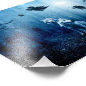 Zwei weiße Wölfe im Wald Fotodruck (Ecke)