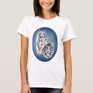 Zwei weißes Tiger-Oval-Shirt T-Shirt