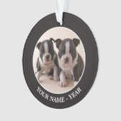 Zwei Welpen Bostons Terrier Ornament (Vorderseite)
