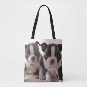 Zwei Welpen Bostons Terrier Tasche (Vorderseite)