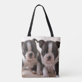 Zwei Welpen Bostons Terrier Tasche (Rückseite)