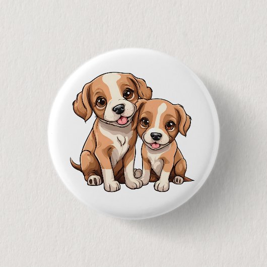 ZWEI WELPEN Knopf Button (Vorderseite)