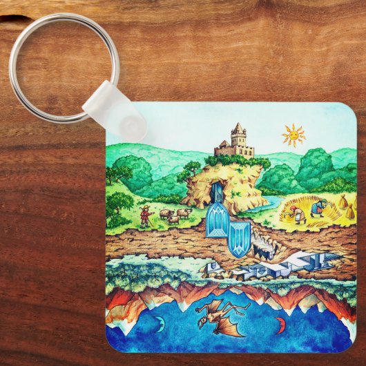 Zwei Welten - Tagwelt und Nachtwelt Schlüsselanhänger (Vorderseite)