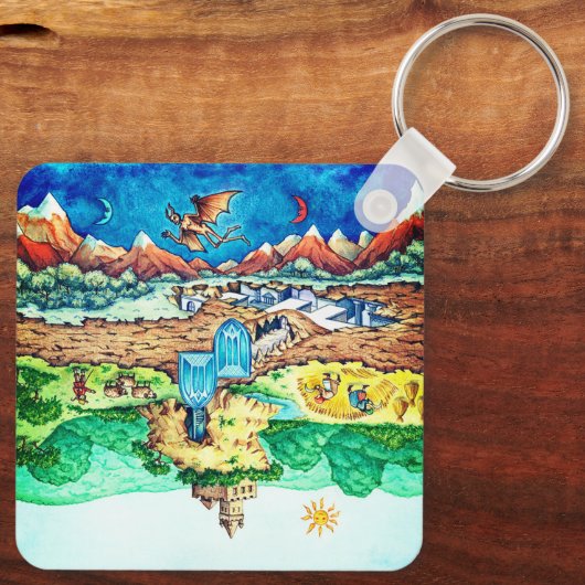 Zwei Welten - Tagwelt und Nachtwelt Schlüsselanhänger (Rückseite)