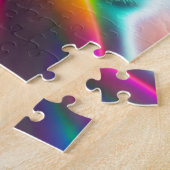 Zwei Weltraumkatzen, Neonleuchten, farbige Katzen Puzzle (Seite)