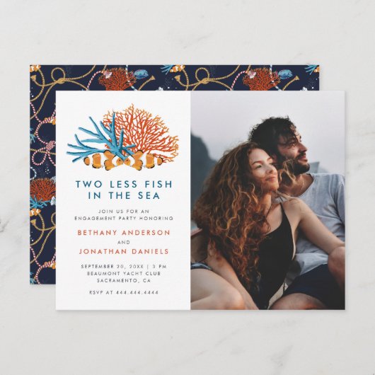 Zwei weniger Fische im Foto Einladungspostkarte (Vorne/Hinten)