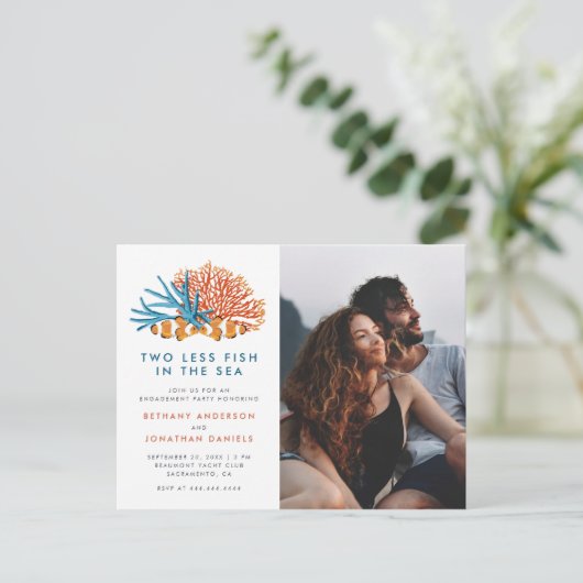 Zwei weniger Fische im Foto Einladungspostkarte (Stehend Vorderseite)