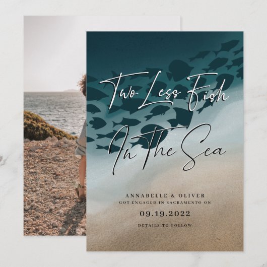 Zwei weniger Fische im Meer | Foto Verlobung Ankündigung (Vorne/Hinten)