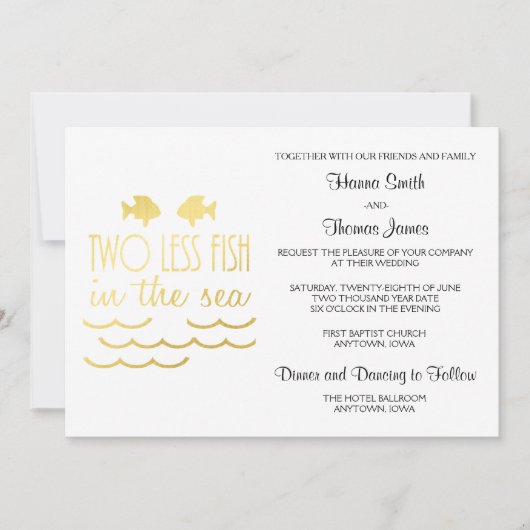 Zwei weniger Fische im Meer Hochzeit Einladung (Vorderseite)