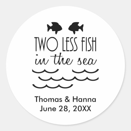 Zwei weniger Fische im Meer Hochzeit Runder Aufkleber (Vorderseite)