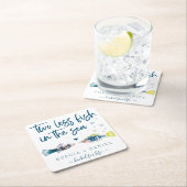 Zwei weniger Fische im Meer Hochzeitsplatz Papier Rechteckiger Pappuntersetzer (Vor Ort)